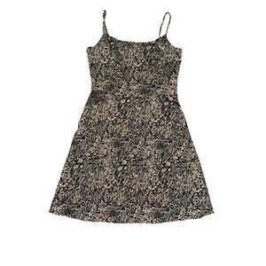 Vintage Jessica Howard Petite Black & Tan Abstract Pattern Fit & Flare Dress